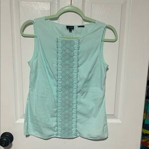 Talbots Aqua Sleeveless Top with Embroidered Detail